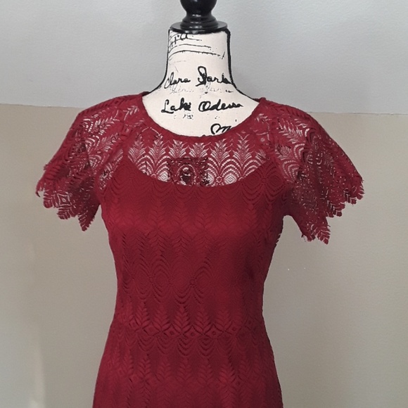 Revolve Endless Rose Ruby Red Lace Dress - Picture 6 of 17